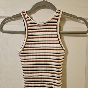 Striped Ribbed Tank Top - Multicolor